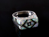 Navajo Signed Fire Opal & Sterling Silver Ring