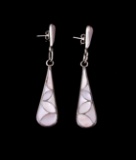 Zuni Mother of Pearl Mosiac Inlaid Drop Earrings