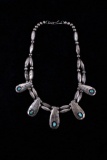 Navajo Native American Silver & Turquoise Necklace