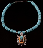 Navajo F. Yellowhorse Discoidal Turquoise Necklace