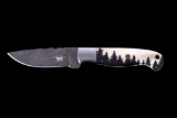 Montana Forest Scrimshaw Damascus Knife Bozeman