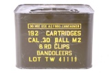 UNOPENED Can of 192 .30 Cal Ball M2 Cartridges