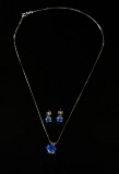 Sapphire Pendant Necklace and Matching Earrings