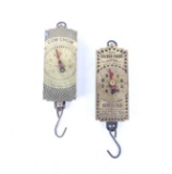 Two Brass Milk & Feed Hanging Scales