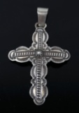 Navajo Sterling Silver Ornate Cross Pendent
