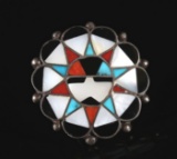 Zuni Sterling Silver Sunface Multistone Inlay Ring
