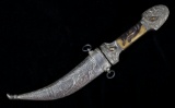 Turkish Tooled Curved Knife With Horn Handle