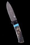 Montana Blackfeet Chief Scrimshaw Damascus Knife