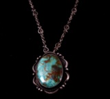 Navajo Old Pawn Royston Turquoise Pendant Necklace
