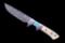 M.T. Knives Turquoise Bowie Damascus Knife