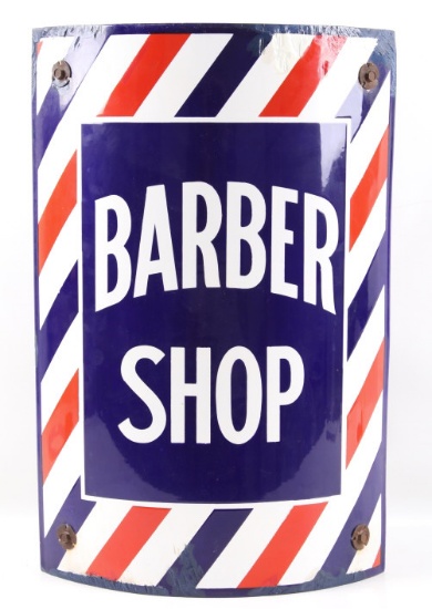 Porcelain Enamel Barber Shop Advertising Sign