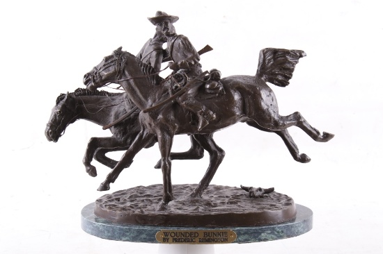 Frederic Remington Wounded Bunkie Western Bronze