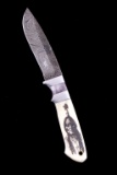 Sitting Bull Scrimshaw & Damascus Knife - Bozeman