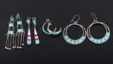 Navajo Sterling Silver & Turquoise Inlay Earrings