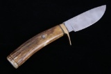 CO Coleman Antler Chipped Inlay Turquoise Knife