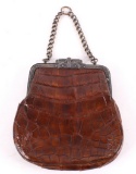 Alligator Hide & Silver clutch purse early 1900