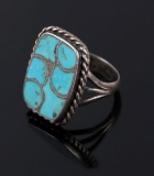 Navajo Sterling Silver and Turquoise Inlay Ring