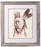 Signed 'Western Leader' Ink Drawing By M Moody