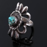 Navajo Cast Sterling & Turquoise Mountain Ring