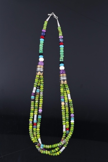 Navajo T. Singer Multi Stone Beaded Necklace