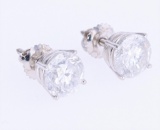 RARE 3.30 ct Diamond 18K Gold Stud Earrings