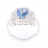 RARE Montana Sapphire & Diamond Platinum Ring