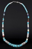 Navajo T. Singer Multistone Silver Necklace