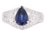 1930's Style Tanzanite & VS1 Diamond Platinum Ring