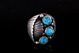 Signed Navajo Turquoise Sterling Silver Ring