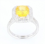 Vintage HANA Yellow Sapphire & Diamond 18K Ring