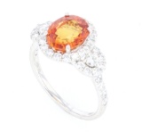 RARE Mandarin Sapphire & Diamond Platinum Ring