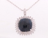 16.40 ct. Blue Sapphire Platinum Silver Necklace