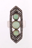 Art Deco Lightning Ridge Opal & Diamond Ring