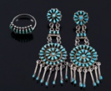 Navajo Sterling & Turquoise Petite Earrings & Ring