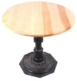 Round Oak Table With Cast Iron Base