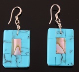 Navajo Sleeping Beauty Turquoise & Abalone Earring