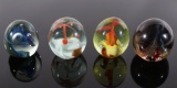 Polychrome Glass Art Orb Paperweights