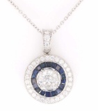 Art Deco Diamond & Blue Sapphire Platinum Necklace