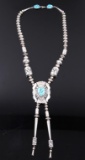 Navajo T. Singer Sterling & Turquoise Necklace