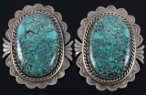 Navajo Number 8 Turquoise Sterling Silver Earrings