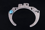 Navajo Silver Southwest Pueblo Village Bracelet