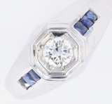 Pre-1920's Art Deco Diamond & Sapphire 18k Ring