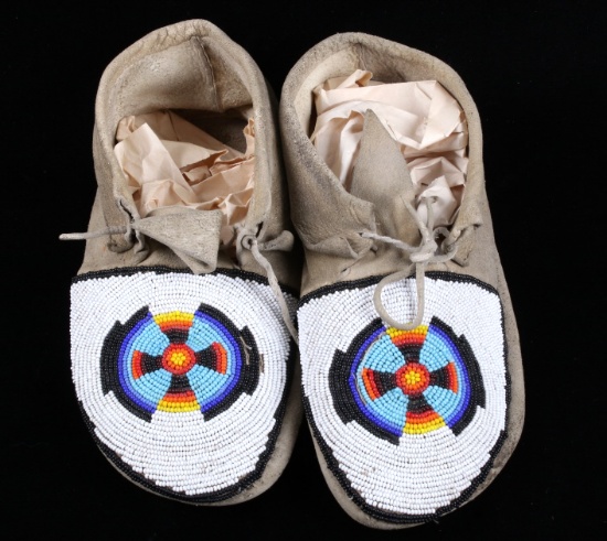 Sioux Beaded Moccasins c. 1900-1940's