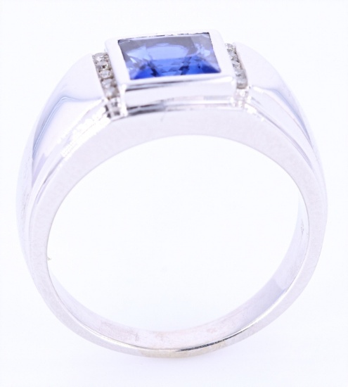 LARGE 3.00 ct. Blue Sapphire & Diamond 10K Ring