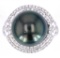 Scarce Black Tahitian Pearl Diamond Platinum Ring