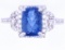 Dark Blue Aquamarine & VS2 Diamond Platinum Ring