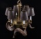 Decorative Brass Ram Horn Six Light Chandelier