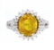 Vintage Yellow Sapphire & Diamond Platinum Ring