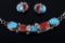 Signed Zuni Silver Turquoise Necklace & Earrings