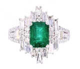 Great Gatsby Art Deco Emerald & VS2 Diamond Ring